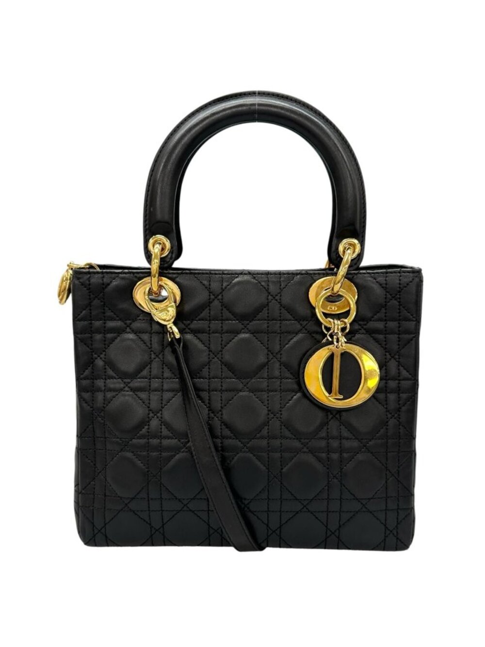 Dior Lady Dior Handbag Lambskin Black Medium